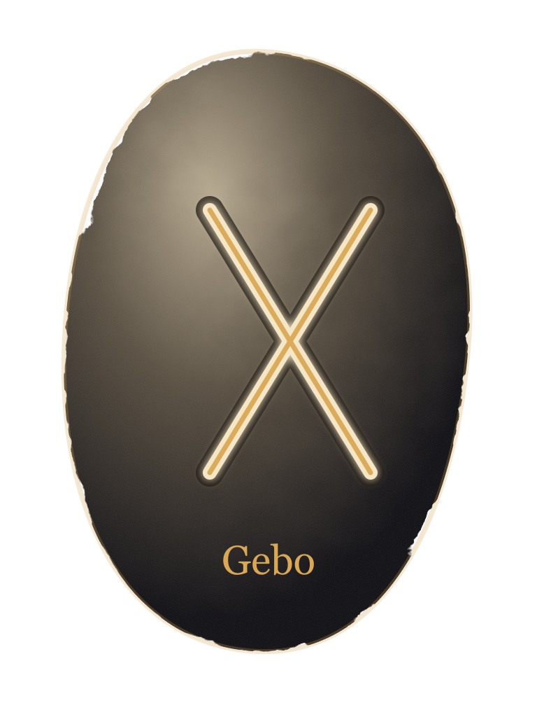 Gebo rune carved stone