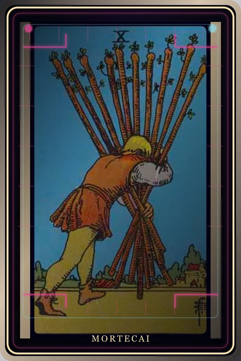Ten of Wands tarot card artwork