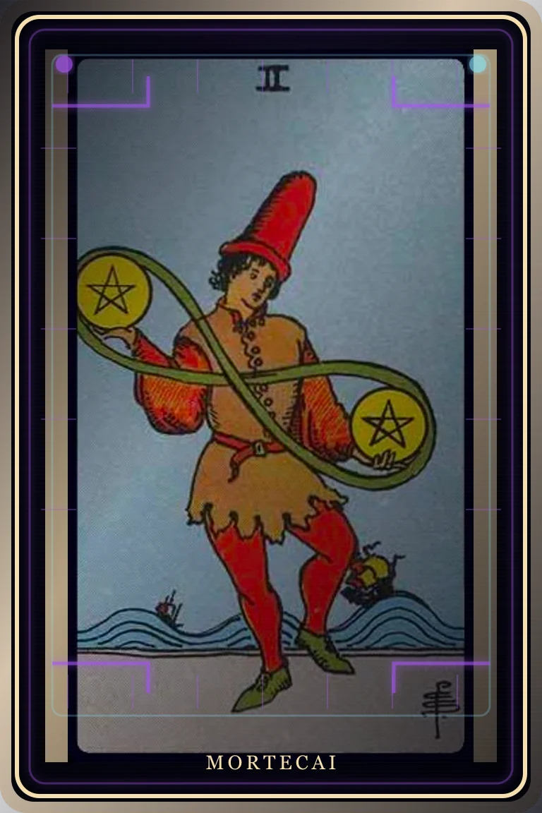 Two of Pentacles tarot card artwork